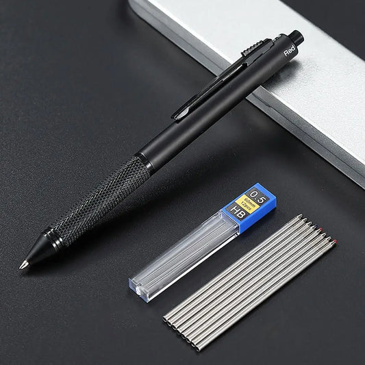 High Quality 3 Colors Ink Gravity Sensing Pen Press Type Metal Multi-Function Pen 4 in 1 Mechanical Pencil School Office - ZOOMNSTORE