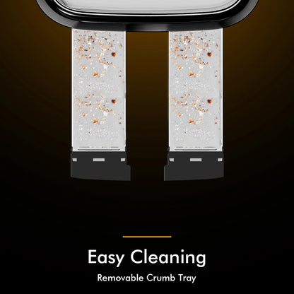 4-Slice Stainless Steel Toaster - Extra Wide Slots Dual Controls Removable Crumb Tray 6 Shade Settings Black - ZOOMNSTORE