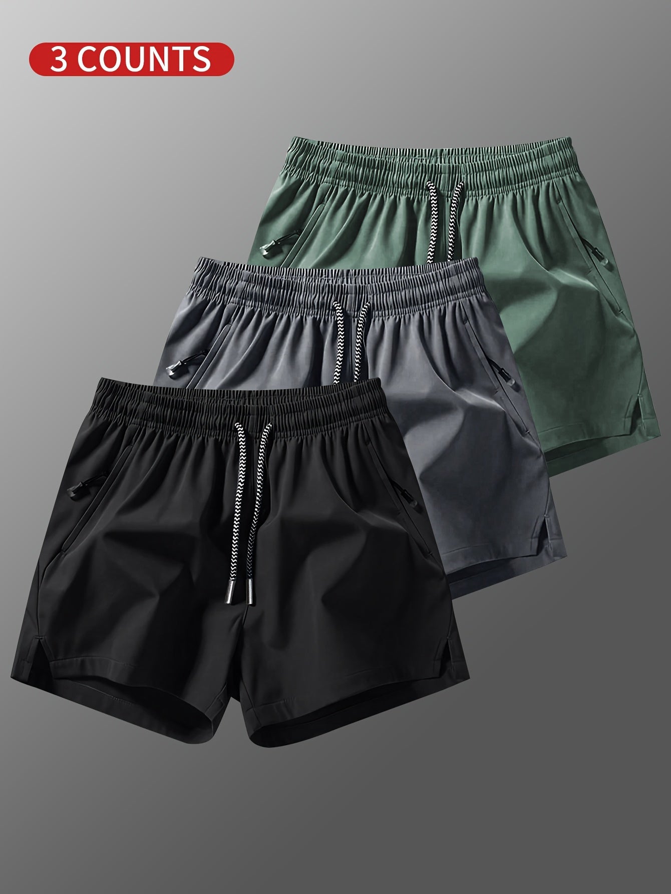 Mens Running Shorts with Slits - Fitness Training Pants with Drawstring  Zipper Pockets - ZOOMNSTORE