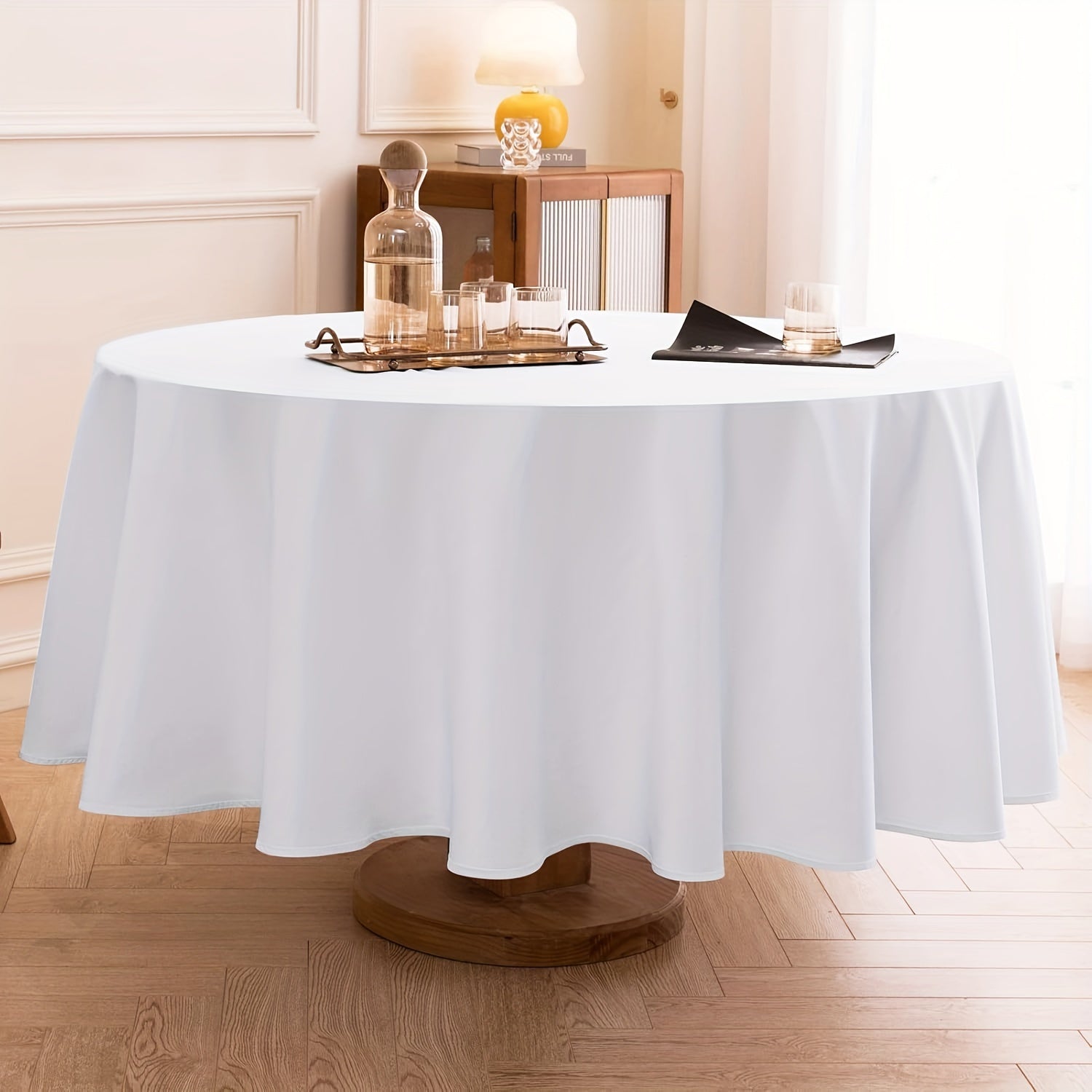 120-Inch Round Polyester Tablecloths - 2 Pack Black  White Perfect for Events  Parties - ZOOMNSTORE