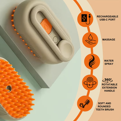 Cat Steamer Brush - 3-in-1 Grooming  Massage Tool for Cats and Dogs - ZOOMNSTORE