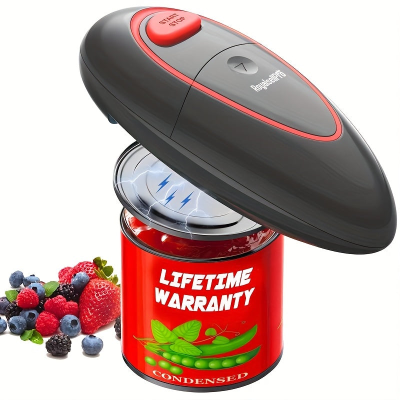 One-Touch Electric Can Opener - Battery Operated Smooth Edge Design for Easy Use Ideal Kitchen Gadget for Seniors and Those with Arthritis Black - ZOOMNSTORE