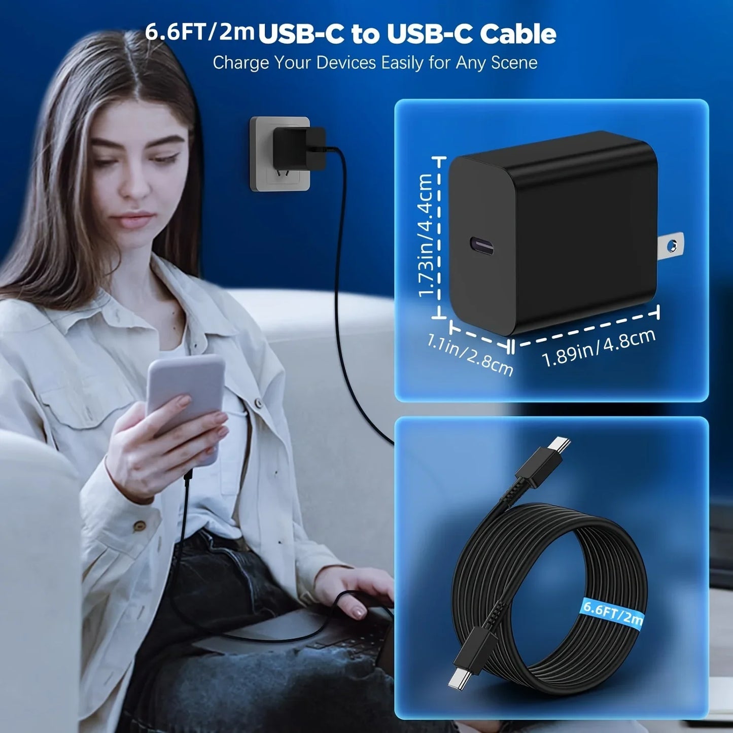 2Pack 45W For Samsung Super Fast Charger Block &6.6FT USBC Cable For Galaxy S24 Ultra/S24+/S23 S22 S21 Ultra/Plus, IPad Pro/Air - ZOOMNSTORE