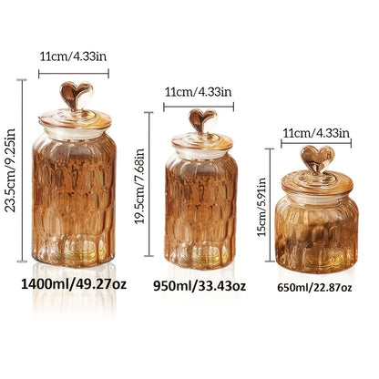 Airtight Glass Food Storage Jars - 3pcs Clear Kitchen Containers for Sugar Flour Coffee Spices - ZOOMNSTORE
