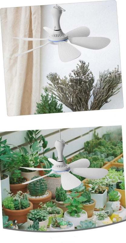 XIAOTREE USB Ceiling Fan DC 5V Air Circulator Fan 6 Detachable Blades Portable Hanging Ceiling Fans Camping Fan for RV & Home