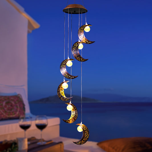 Moon Wind Chimes - Solar Outdoor Decor Gifts for Mom and Grandma - ZOOMNSTORE