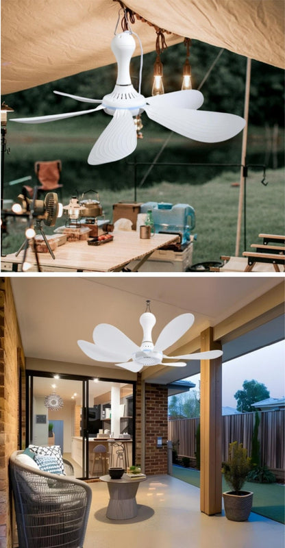 XIAOTREE USB Ceiling Fan DC 5V Air Circulator Fan 6 Detachable Blades Portable Hanging Ceiling Fans Camping Fan for RV & Home