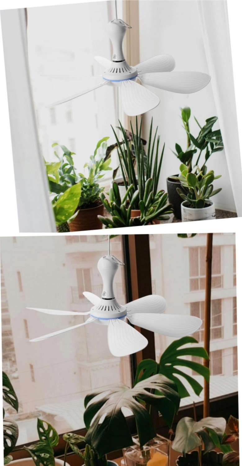 XIAOTREE USB Ceiling Fan DC 5V Air Circulator Fan 6 Detachable Blades Portable Hanging Ceiling Fans Camping Fan for RV & Home