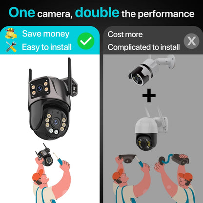 4K 8MP Outdoor PTZ Camera - Dual Lens AI Auto Tracking CCTV with Audio - ZOOMNSTORE