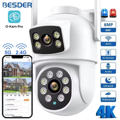 4K 8MP PTZ Outdoor WiFi Security Camera - Dual Lens Human Detection Audio O-Kam Pro - ZOOMNSTORE