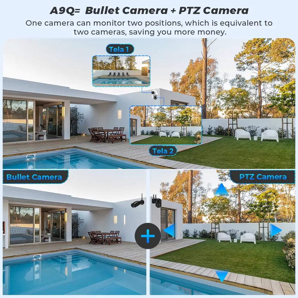 4K 8MP PTZ Outdoor WiFi Security Camera - Dual Lens Human Detection Audio O-Kam Pro - ZOOMNSTORE
