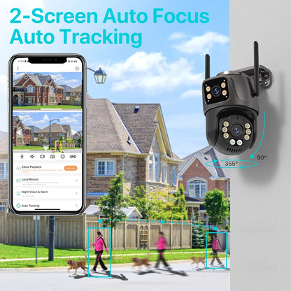 4K 8MP Outdoor PTZ Camera - Dual Lens AI Auto Tracking CCTV with Audio - ZOOMNSTORE