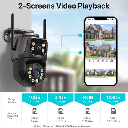 4K 8MP Outdoor PTZ Camera - Dual Lens AI Auto Tracking CCTV with Audio - ZOOMNSTORE
