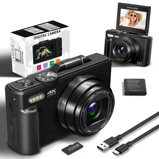 4K Compact Digital Camera - 18x Zoom Flip Screen WiFi Vlog Recorder - ZOOMNSTORE