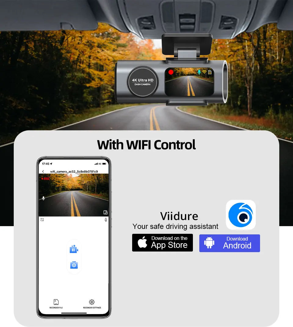 4K UHD Dash Cam - Night Vision Car Camera with Wi-Fi  GPS 24H Parking Mode - ZOOMNSTORE