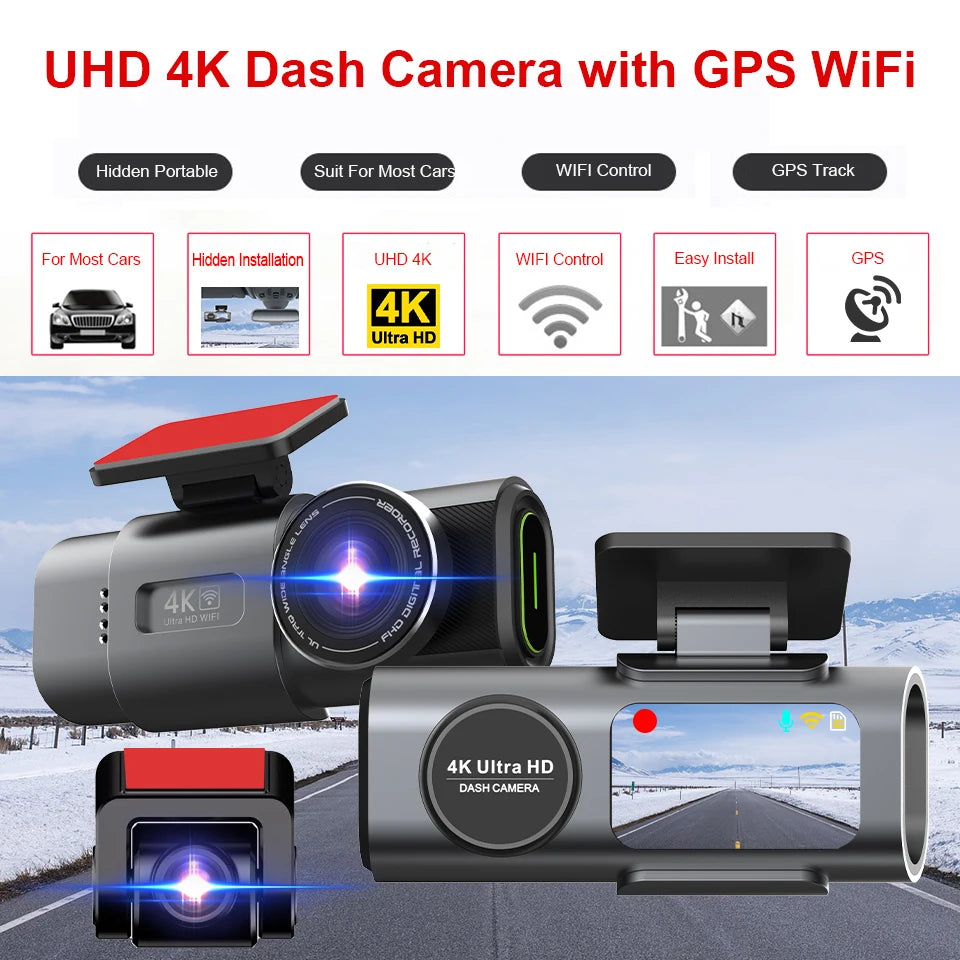 Dual Lens 4K UHD Dash Cam - Night Vision Car Camera with GPS  Wi-Fi - ZOOMNSTORE