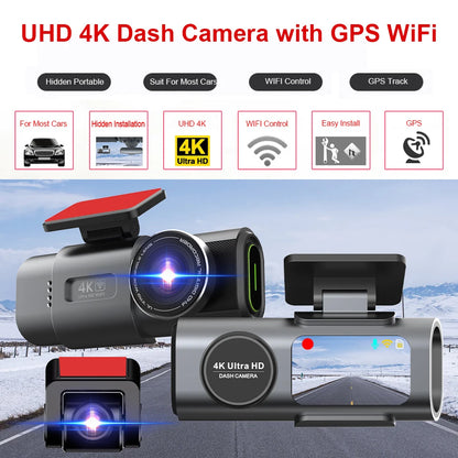 Dual Lens 4K UHD Dash Cam - Night Vision Car Camera with GPS  Wi-Fi - ZOOMNSTORE