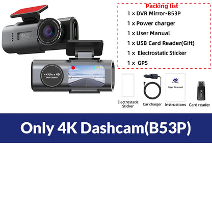 Dual Lens 4K UHD Dash Cam - Night Vision Car Camera with GPS  Wi-Fi - ZOOMNSTORE