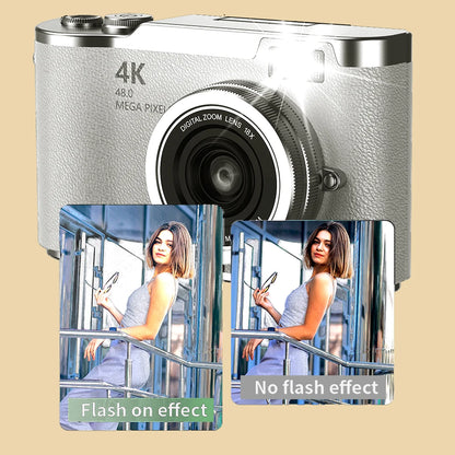 4K Digital Camera - 48MP Compact CCD Sensor Camera with 8X Zoom & 180° Flip Screen - ZOOMNSTORE