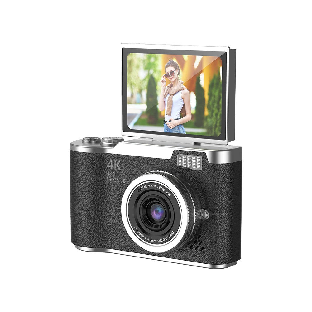 4K Digital Camera - 48MP Compact CCD Sensor Camera with 8X Zoom & 180° Flip Screen - ZOOMNSTORE