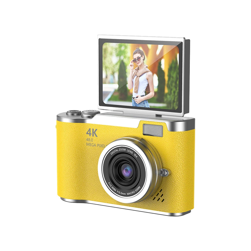 4K Digital Camera - 48MP Compact CCD Sensor Camera with 8X Zoom & 180° Flip Screen - ZOOMNSTORE