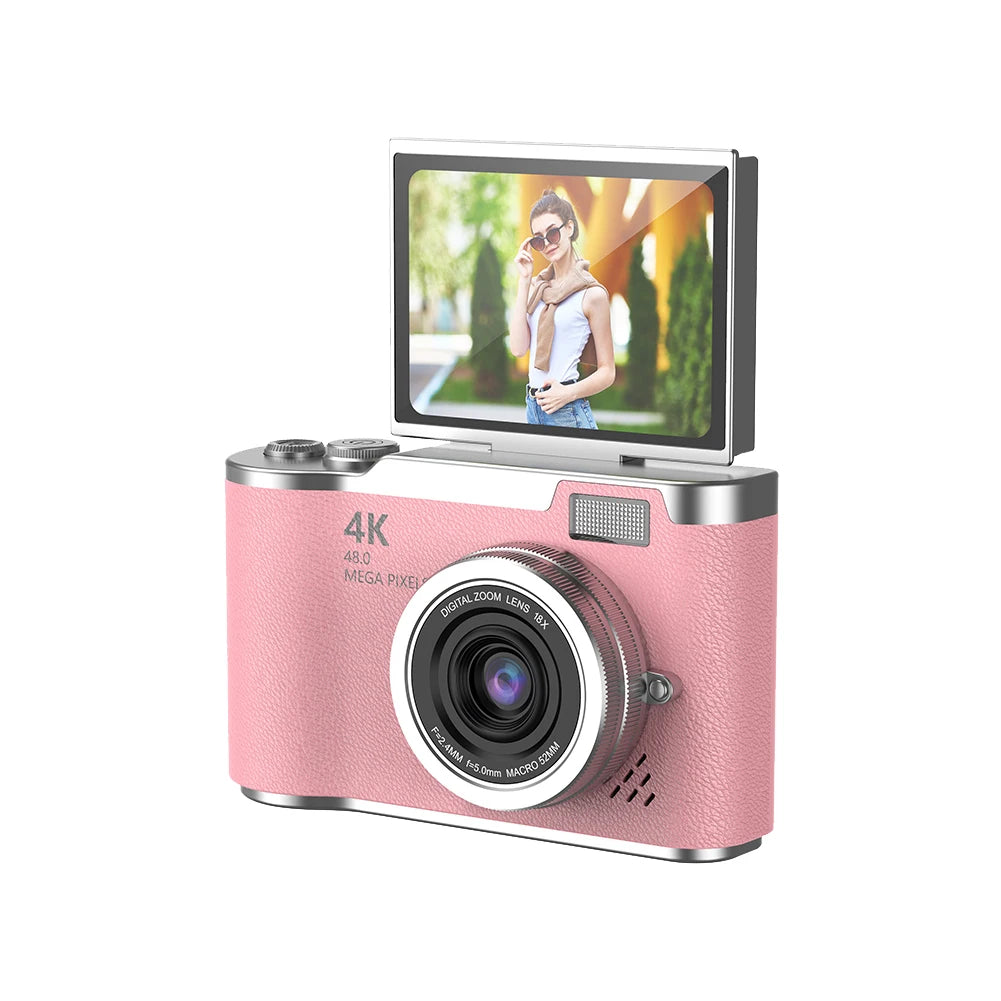 4K Digital Camera - 48MP Compact CCD Sensor Camera with 8X Zoom & 180° Flip Screen - ZOOMNSTORE