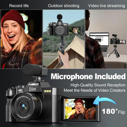 4K Digital Camera - 48MP Travel Vlogging Camera | 16X Digital Zoom & Flip Screen - ZOOMNSTORE