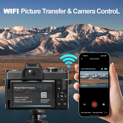 4K Digital Camera - 48MP Travel Vlogging Camera | 16X Digital Zoom & Flip Screen - ZOOMNSTORE
