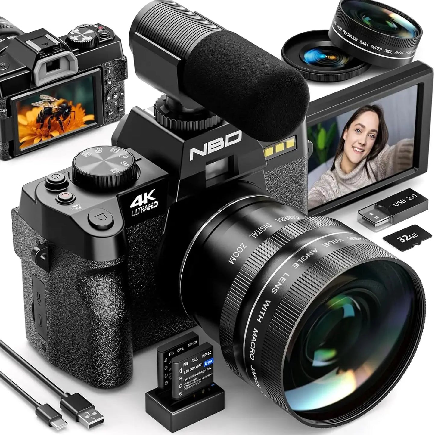 4K Digital Camera - 48MP Travel Vlogging Camera | 16X Digital Zoom & Flip Screen - ZOOMNSTORE