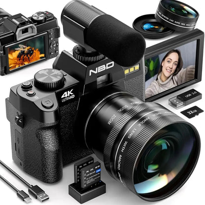 4K Digital Camera - 48MP Travel Vlogging Camera | 16X Digital Zoom & Flip Screen - ZOOMNSTORE