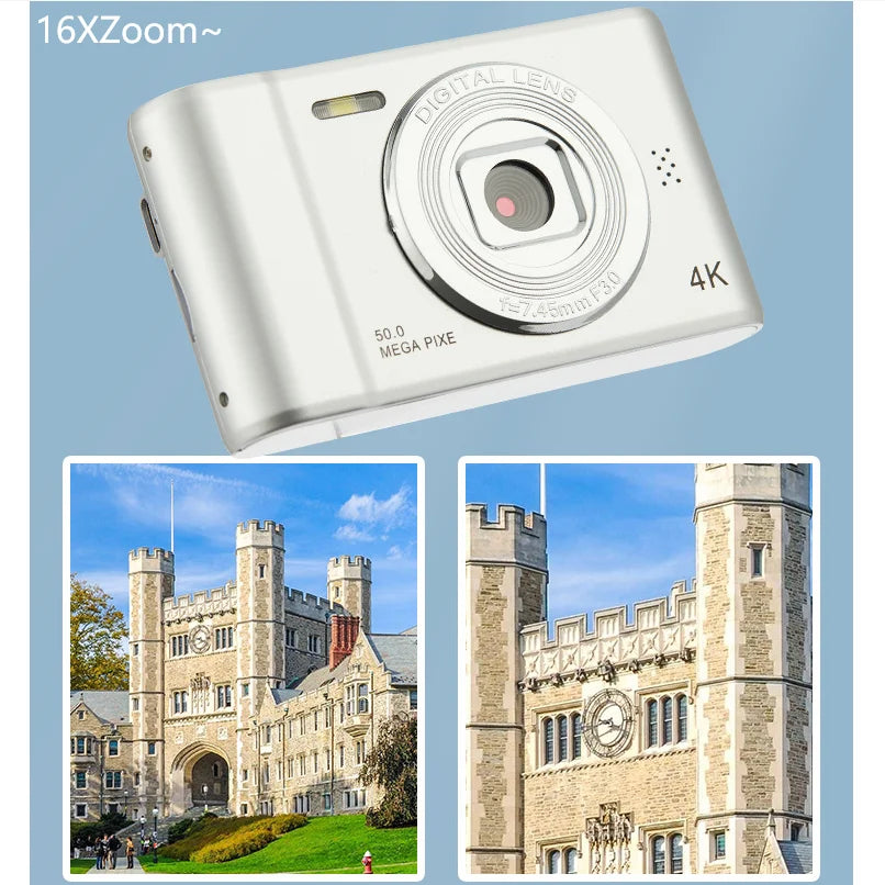 4K Digital Camera - 50MP Selfie Cam with HD Zoom  24 Screen for Kids - ZOOMNSTORE