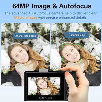 4K Digital Camera - 64MP Flip Screen Vlogging Camera with 18X Digital Zoom - ZOOMNSTORE