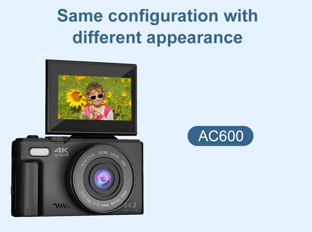 4K Digital Camera - 64MP Flip Screen Vlogging Camera with 18X Digital Zoom - ZOOMNSTORE