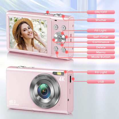 4K Digital Camera - Autofocus Vlogging Camera with 48MP, 2.8" Large Screen - ZOOMNSTORE
