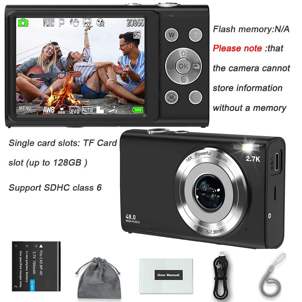 4K Digital Camera - Autofocus Vlogging Camera with 48MP, 2.8" Large Screen - ZOOMNSTORE