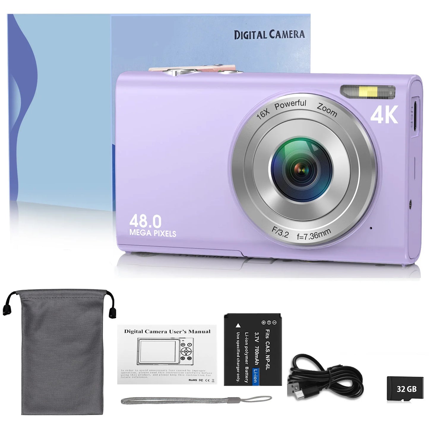 4K Digital Camera - Autofocus Vlogging Camera with 48MP, 2.8" Large Screen - ZOOMNSTORE