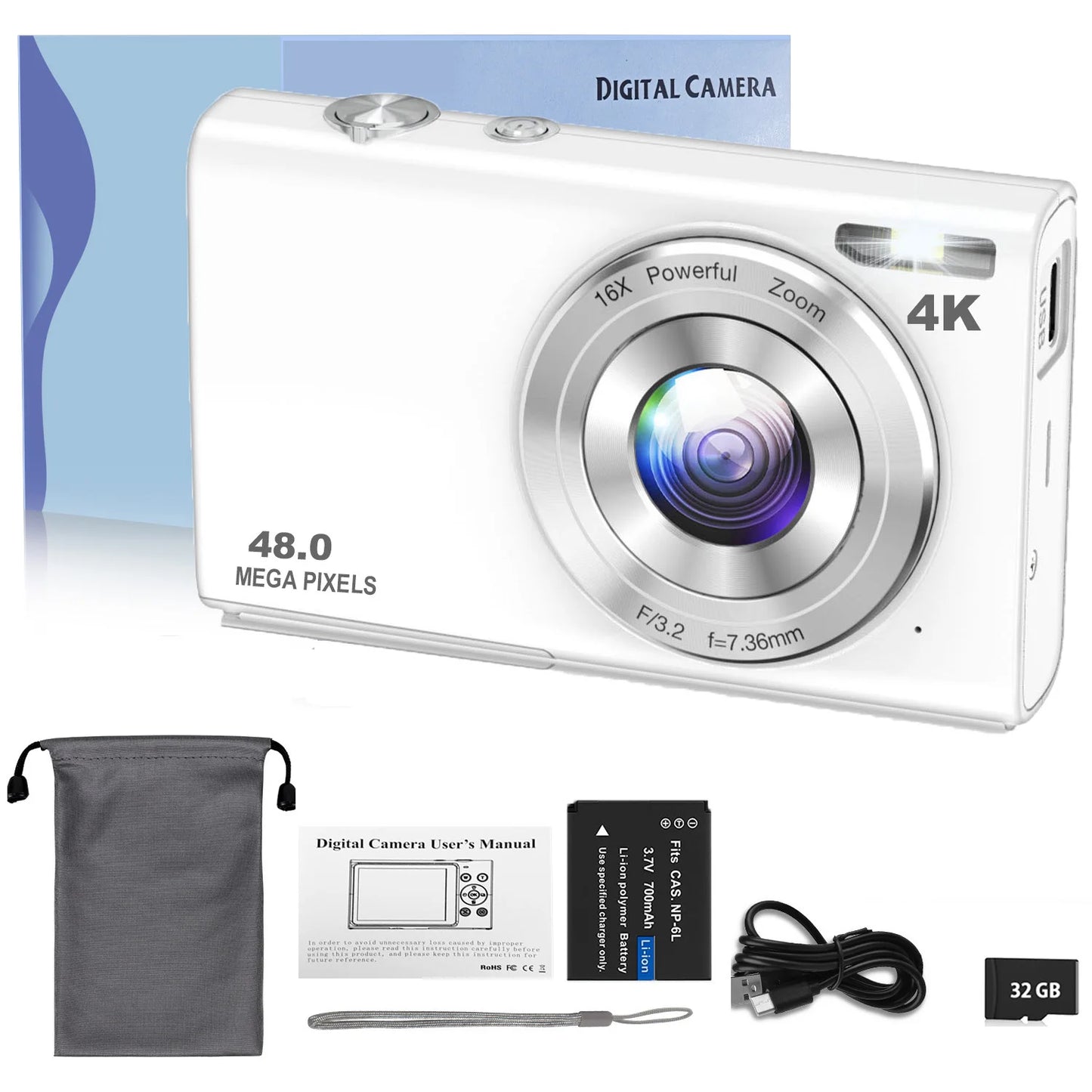 4K Digital Camera - Autofocus Vlogging Camera with 48MP, 2.8" Large Screen - ZOOMNSTORE