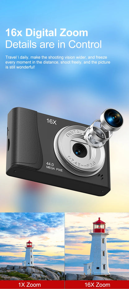 4K Digital Camera - Compact CCD Sensor Camera With 16X Zoom & Auto Focus - ZOOMNSTORE