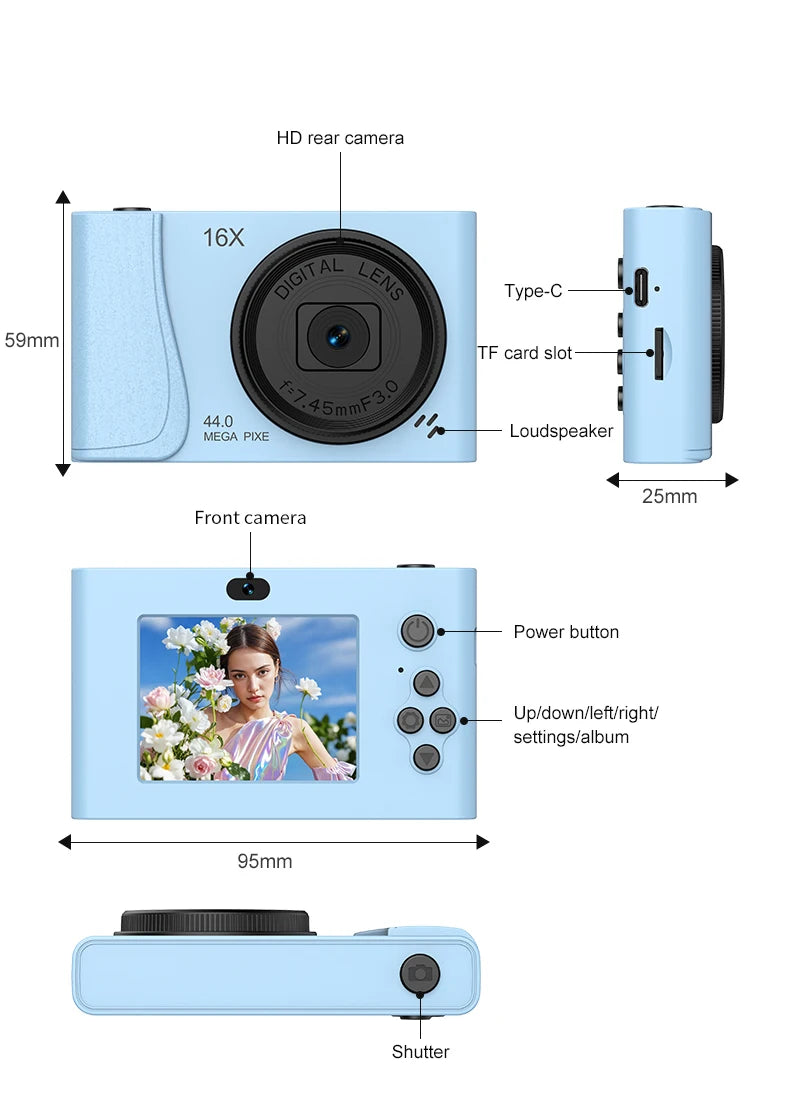 4K Digital Camera - Compact CCD Sensor Camera With 16X Zoom & Auto Focus - ZOOMNSTORE