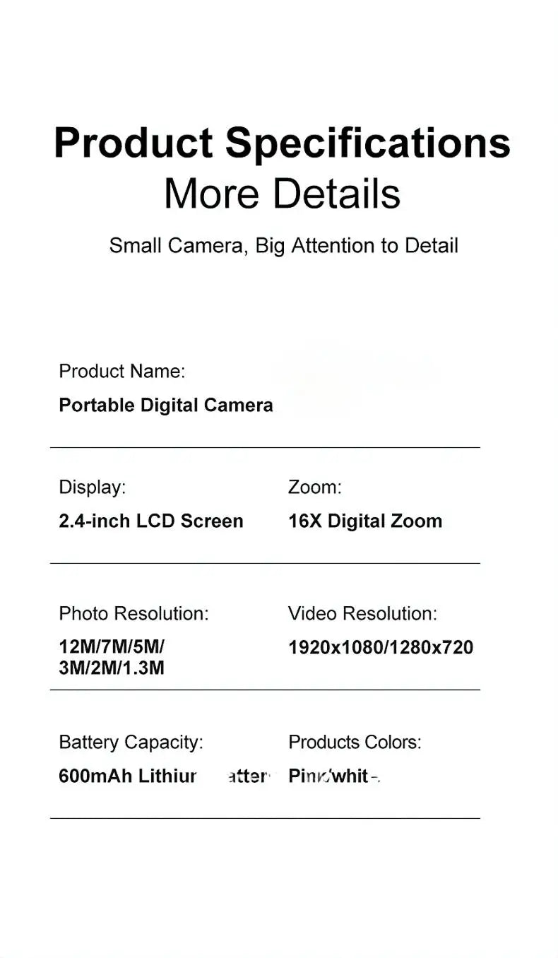 4K Digital Camera - Compact CCD Sensor Camera With 16X Zoom & Auto Focus - ZOOMNSTORE