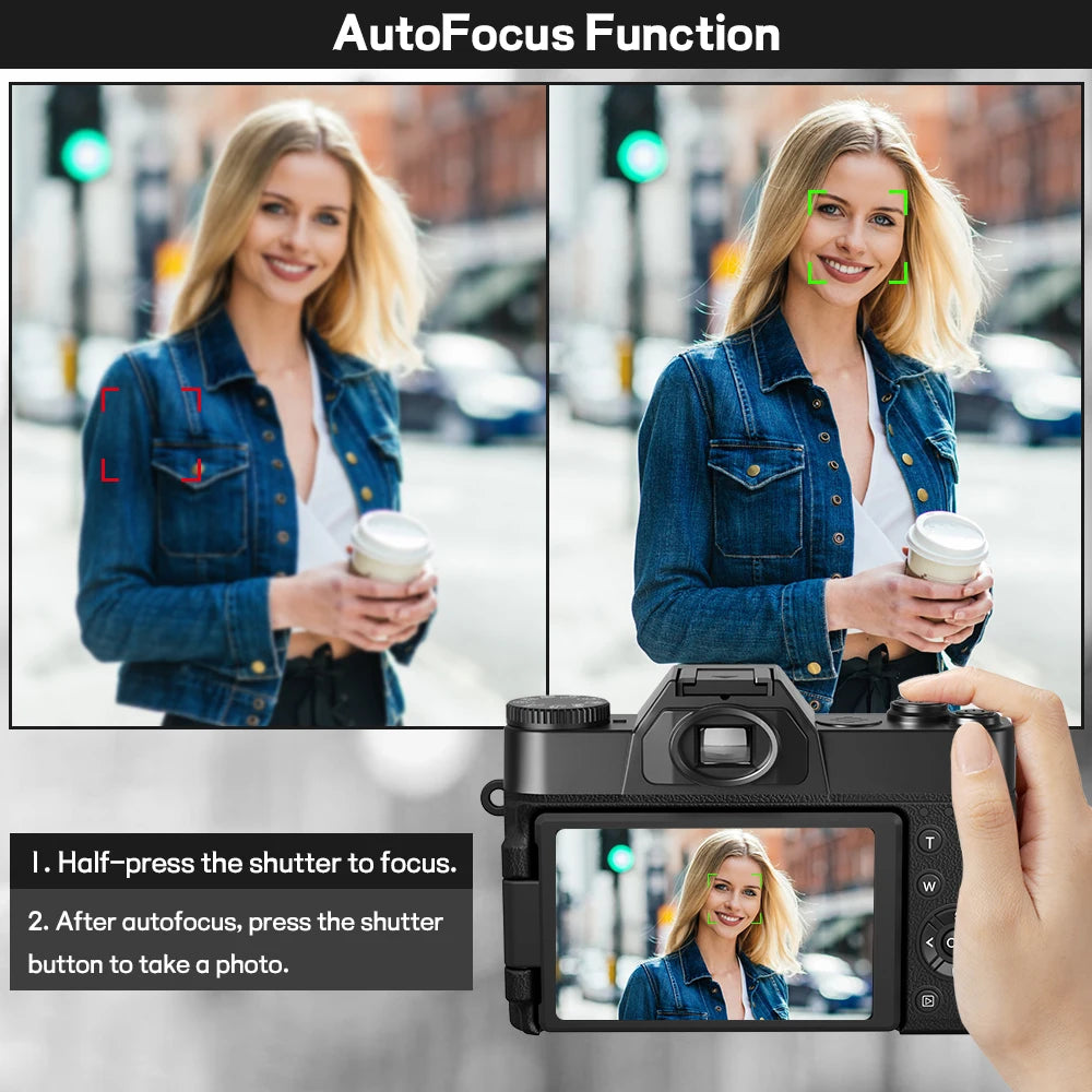 4K Digital Camera - Compact Photography Vlog Camera with Flip Screen & Wide Angle Lens - ZOOMNSTORE