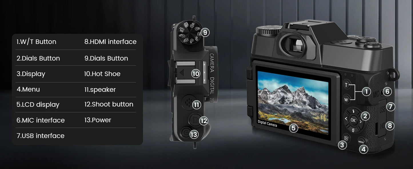 4K Digital Camera - Compact Photography Vlog Camera with Flip Screen & Wide Angle Lens - ZOOMNSTORE
