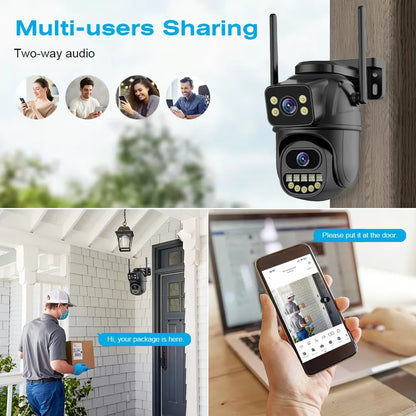 4K Dual Lens PTZ WiFi IP Camera - 8MP Outdoor CCTV with AI Auto Tracking  HD Audio Video Surveillance - ZOOMNSTORE