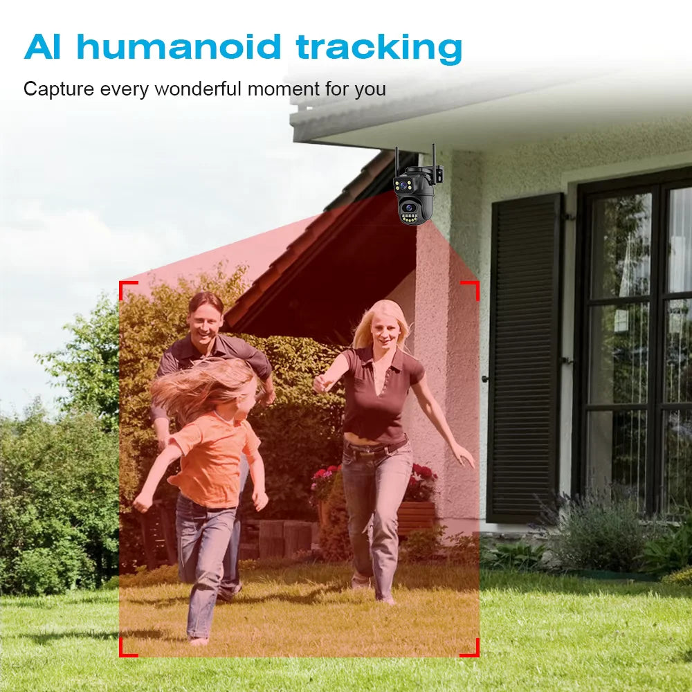 4K Dual Lens PTZ WiFi IP Camera - 8MP Outdoor CCTV with AI Auto Tracking  HD Audio Video Surveillance - ZOOMNSTORE