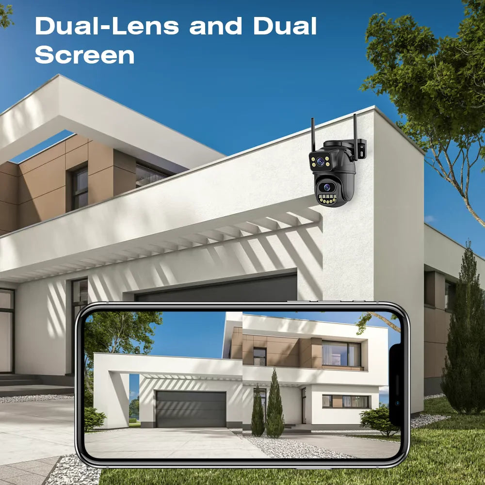 4K Dual Lens PTZ WiFi IP Camera - 8MP Outdoor CCTV with AI Auto Tracking  HD Audio Video Surveillance - ZOOMNSTORE