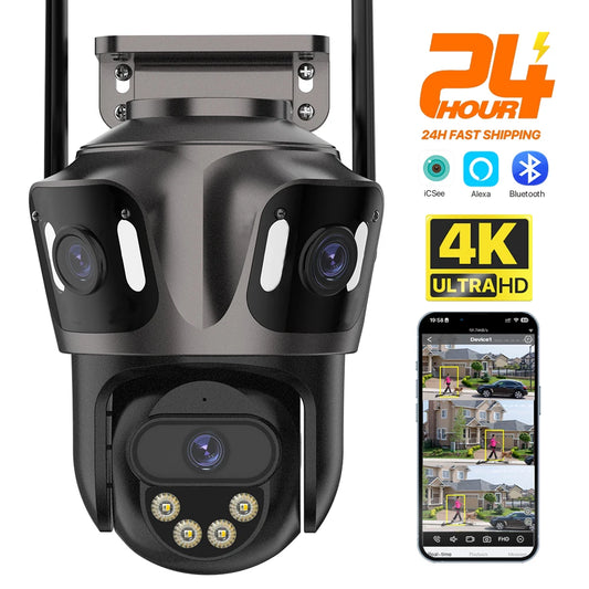 4K Outdoor PTZ WiFi IP Camera - Dual Lens with AI Human Detection IP66 Waterproof CCTV - ZOOMNSTORE