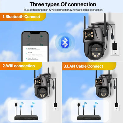 4K Outdoor PTZ WiFi IP Camera - Dual Lens with AI Human Detection IP66 Waterproof CCTV - ZOOMNSTORE