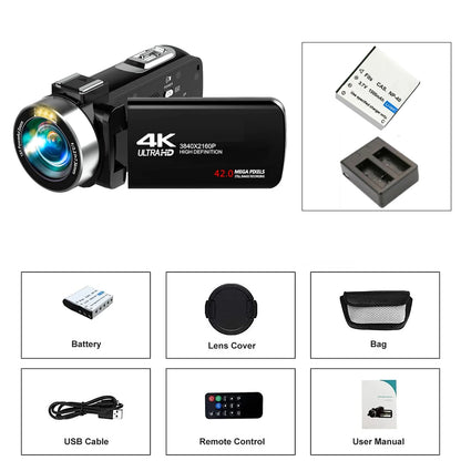 4K Portable Digital Camera - 2-in-1 Photo  Video Recorder with 18X Zoom and 3 Rotatable Screen - ZOOMNSTORE