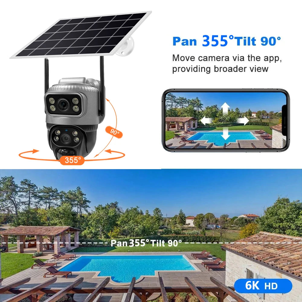 4K Solar Security Camera - 8MP Dual Lens 4G WiFi PIR Detection Night Vision Waterproof - ZOOMNSTORE