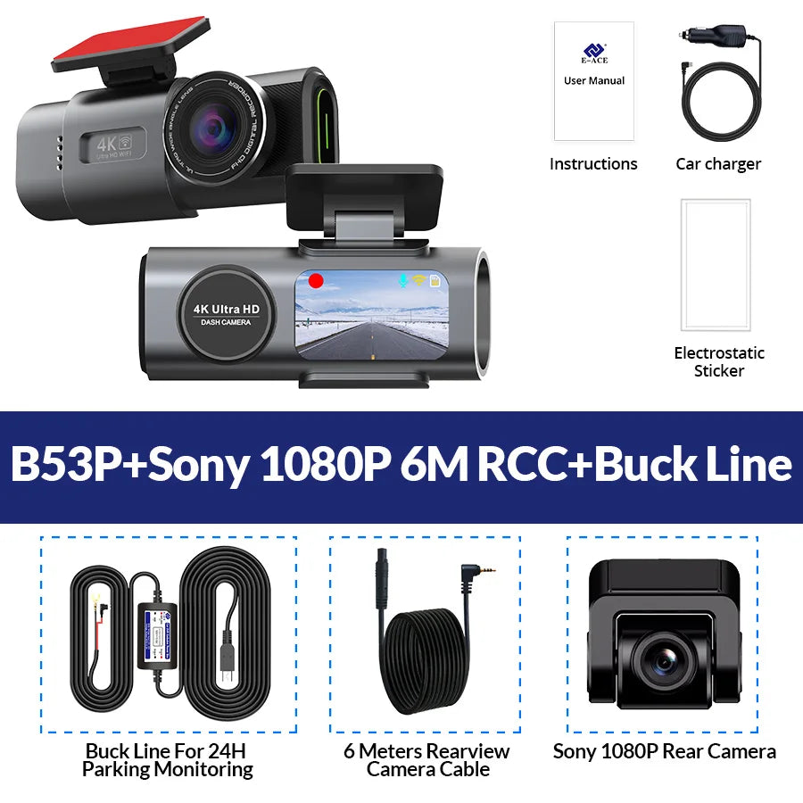 4K UHD Dash Cam - Night Vision Car Camera with Wi-Fi  GPS 24H Parking Mode - ZOOMNSTORE